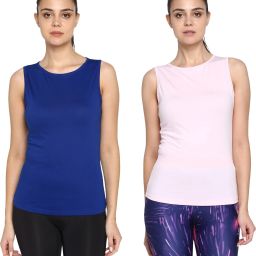 Pack of 2 Women Solid Round Neck Pure Cotton Multicolor T-Shirt-image-90