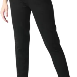Women Comfort Fit Black Cotton Blend Trousers-image-60