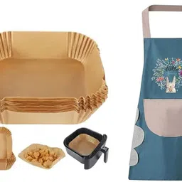 morel 20CM 50Pcs Air Fryer Paper Sheets, AND Kitchen Apron COMBO Airfryer Tray-picture-49