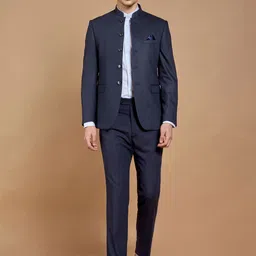 Neumen Men 2-Piece Slim Fit Self-Design Bandhgala Suits-picture-6