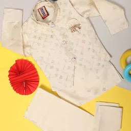 V-Mart Boys Self Design Mandarin Collar Sherwani Set-picture-16