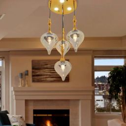 kapoor lampshades Odyssey Quatrro Smoke Luster And Brushed Brass Hanging Cluster Light-picture-20