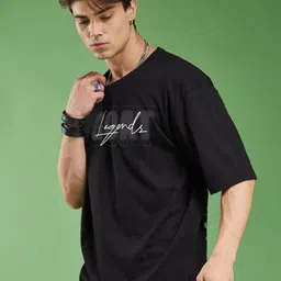 metronaut Printed Men Crew Neck Cotton Blend Black T-Shirt-picture-6