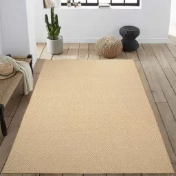 saral home Beige Solid Jute 5 ft x 7 ft Machine Made Carpet-picture-17