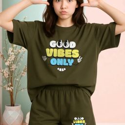 Women Top & Shorts Set Green Printed-image-83