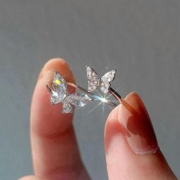 Zarkan 925 Hallmark Silver Sparkling Butterfly Ring Sterling Silver Cubic Zirconia Rhodium Plated Ring-image-66