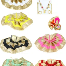 Combo of 6 Stylish Bal Gopal, Kanha Ji, Laddu Gopal, Thakur ji Poshak 1 Jewellery set and 1 Pagdi, Size ( 0 to 2 ) Dress-9