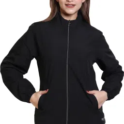 AZF Stylish Zipper Windcheater Jacket Solid Women Wind Cheater-image-4