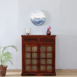 mudramark from pepperfry Aakrit Sheesham Wood Cabinet In Scratch Resistant Honey Oak Finish With Brass Cladding,-picture-17