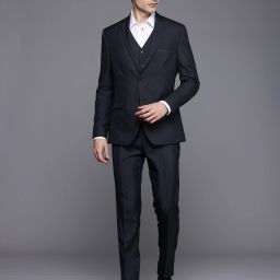 Men Notched Lapel Solid Suit-image-2