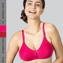 LYRA Pack Of 2 Cotton Rich Mesh Ladder Wire Free Moulded and Seamless Bra-image-81