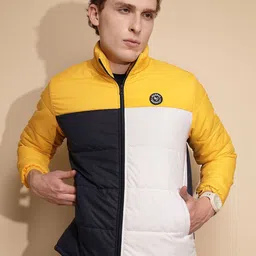 Global Republic Men Colourblocked Lightweight Outdoor Bomber with Patchwork Jacket-picture-27