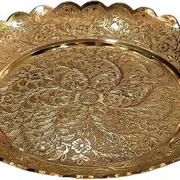 Brass Golden Heavy weighted Fancy Plate 22 cm Dinner Plate-image-16