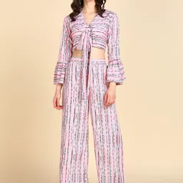 Rudraaksha Creations Abstract Printed Crop Top & Palazzos-7