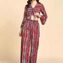 Rudraaksha Creations Printed V-Neck Crop Top & Palazzo-picture-49