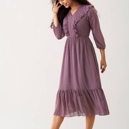 AASK Self Design Ruffles Fit & Flare Midi Dress image 4
