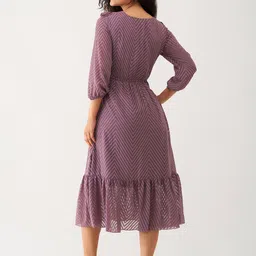 AASK Self Design Ruffles Fit & Flare Midi Dress image 2