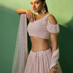 Fusionic Embroidered Sequinned Semi-Stitched Lehenga & Unstitched Blouse With Dupatta image 4