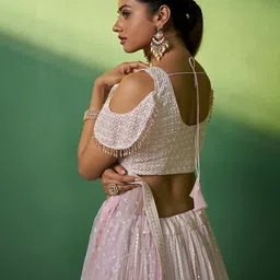 Fusionic Embroidered Sequinned Semi-Stitched Lehenga & Unstitched Blouse With Dupatta image 2