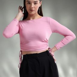 Casual Regular Sleeves Solid Women Pink Top-image-60