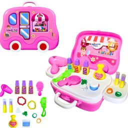Fashion Kids Rolling Van Toy | Portable Vanity Playset with Makeup Accessories-13