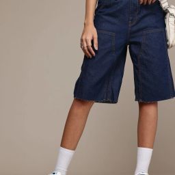 Solid Women Blue Basic Shorts-image-56