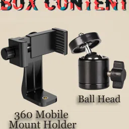 subton Ball Head for Tripod with 360 Mobile Holder Mount Adapter|360 Angle Adjustment Tripod Mobile Holder with Vertical and Horizontal Mode Video Recording|Compatible with All Mobile Phone Tripods and Cameras Tripod, Tripod Ball Head, Tripod Clamp, Tripod Kit, Monopod, Tripod Bracket image 5