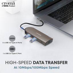 Croma 10-in-1 USB 3.0 Type C to USB 3.0 Type C, USB 3.0 Type A, SD Card Slot, TF Card Reader, RJ45, VGA Port, HDMI, 3.5mm Stereo Multi-Port Hub (High Speed Transfer Data, Silver) image 4