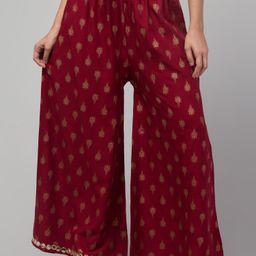 houseofcommon Women Straight Fit Maroon Cotton Blend Trousers-picture-2