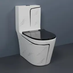 C107 Premium White Marble commode with Black Finishing Line and Round Flush Button Western Commode-image-6