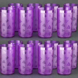 (Pack of 16) 100% UNBREAKABLE Prism Pattern Plastic Water Juice Drinking Purple Color Plastic Glasses Set Of 16 Glass Set Water/Juice Glass-image-31