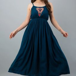 Women Skater Dark Blue Maxi/Full Length Dress-image-96