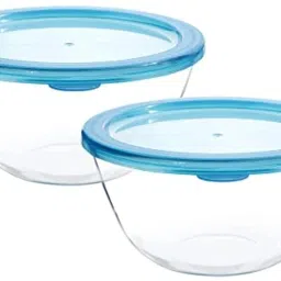Glass Storage Bowl AARC Glass Microwave Safe Bowl, Dishwasher Safe, Leak Proof Set of 2 (600ml) Disposable-13