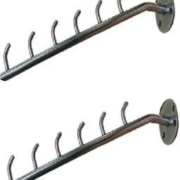 6 pin Wall drope Hanger hook rail for Cloth & Multipurpose- Metal Pack of 2 - Stainless Steel Clothes Hanger Heavy Duty Drying Rack Wall Mount Hook Rail 6-15