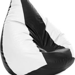 4XL Premium Leatherette Classic Black White Color Jumbo Teardrop Bean Bag With Bean Filling-image-29