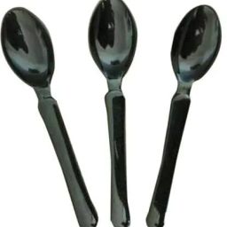 Durable, Disposable & Reusable Black Plastic Spoon |for Party, Wedding, Birthday Disposable Polypropylene, Plastic Ice-cream Spoon, Soup Spoon, Dessert Spoon, Salad Spoon, Tea Spoon, Table Spoon Set-23