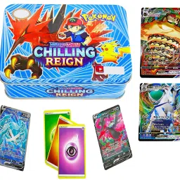 Pokemon Cards PokeMoon Sword and Shield Chilling Reign, Playing Cards Game Totally Surprising Cards in Attractive Metal Tin Box-image-3