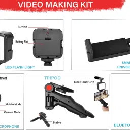 ANY KART Vlogging Kit for Mobile Phone & Digital Cameras | with Microphone, 36 LED Light Tripod Kit, Monopod Kit image 2