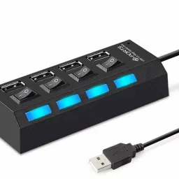 ENTWINO 4 USB Ports, For Macbook/Phone/Laptops, 3 USB 2.0, 1 USB 3.0 4 Port USB Hub With Light Button USB Hub-25