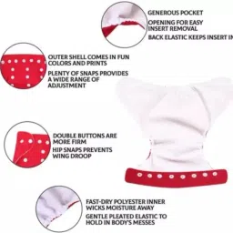 smoky Premium Resuable Washable Cloth Diapers with 6 Layer Insert (3 Diaper + 3 Insert) - S - M image 2