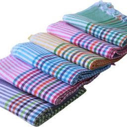 GUNTAKAS KHADI CHECKED HAND KERCHIEF PACK OF 10 . KING SIZE 22*22 INCHES SUITABLE FOR ALL MEN AND WOMEN ["CHECKERED"] Handkerchief-image-0