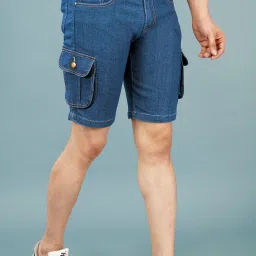 Solid Men Light Blue Denim Shorts-picture-24