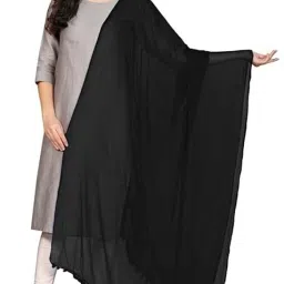 Chiffon Solid Black Women Dupatta-6