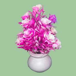 Pink Rose Artificial Flower with Pot-image-69