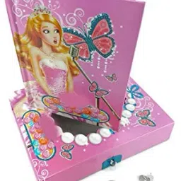 technochitra Charming Angel Designer Lock Diary with Uneecorn Pen A5 Diary Single Rule 60 Pages image 3