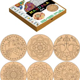 Lippan Art MDF Art Painting DIY Kit Mandala Art Kit for Kids 6-12(M105)(4Inch)-image-28