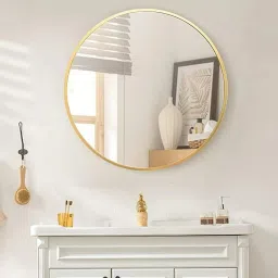 Round Wall Mirror18 Inch in Metal Frame for Wall Decor/Wash Basin/Bedroom (Gold) Bathroom Mirror-5