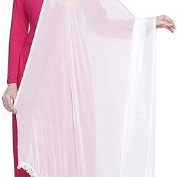 Chiffon Solid White Women Dupatta-12