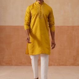Men Cotton Blend Kurta Pyjama Set-image-45