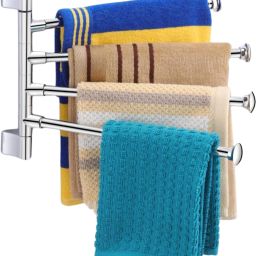 4 Bar Swing Hanger Towel Rack for Bathroom Towel Holder Stand Stainless Steel Toilet Paper Holder-image-60